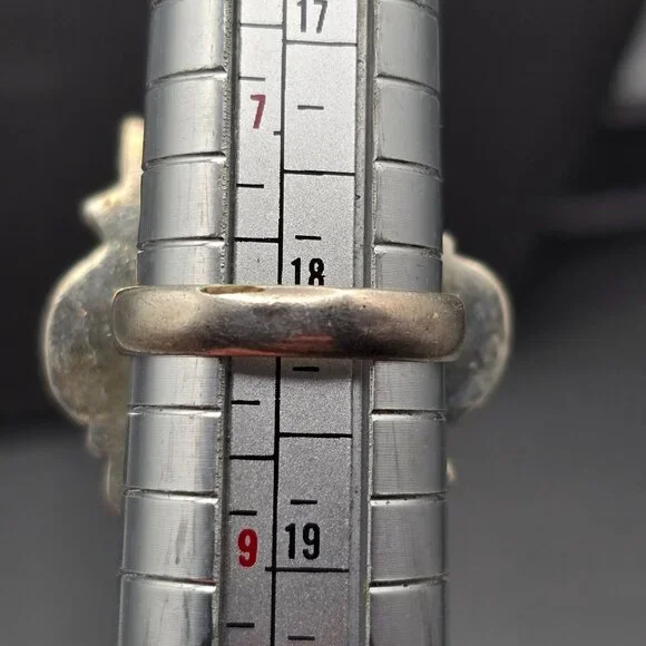 925 Sterling Silver Plt Abalone Shell Ring Size 8 Bezel Setting Statement - Picture 7 of 11